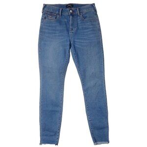 True Religion Jeans Womens 27 Blue Denim Halle Super Skinny Faded Straight Flap‎